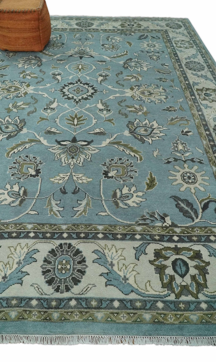 Antique 9x12 Hand Knotted Ivory and Ivory Traditional Vintage Persian Style Wool Rug | TRDCP854912 - The Rug Decor