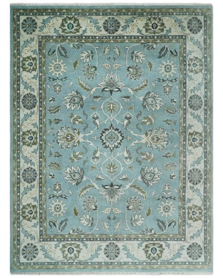 Antique 9x12 Hand Knotted Ivory and Ivory Traditional Vintage Persian Style Wool Rug | TRDCP854912 - The Rug Decor
