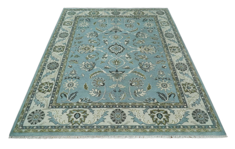 Antique 9x12 Hand Knotted Ivory and Ivory Traditional Vintage Persian Style Wool Rug | TRDCP854912 - The Rug Decor