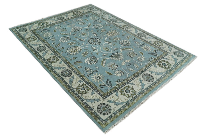 Antique 9x12 Hand Knotted Ivory and Ivory Traditional Vintage Persian Style Wool Rug | TRDCP854912 - The Rug Decor