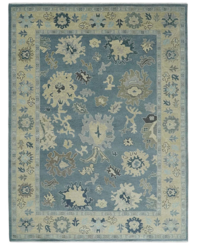 Antique Blue 8x10, 9x12, 10x14 and 12x15 Hand Knotted Beige Traditional Persian Oushak Wool Rug | NT5 - The Rug Decor