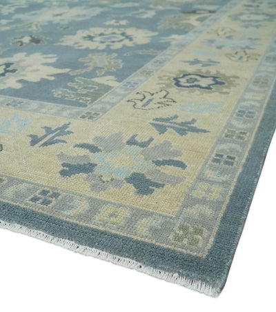 Antique Blue 8x10, 9x12, 10x14 and 12x15 Hand Knotted Beige Traditional Persian Oushak Wool Rug | NT5 - The Rug Decor