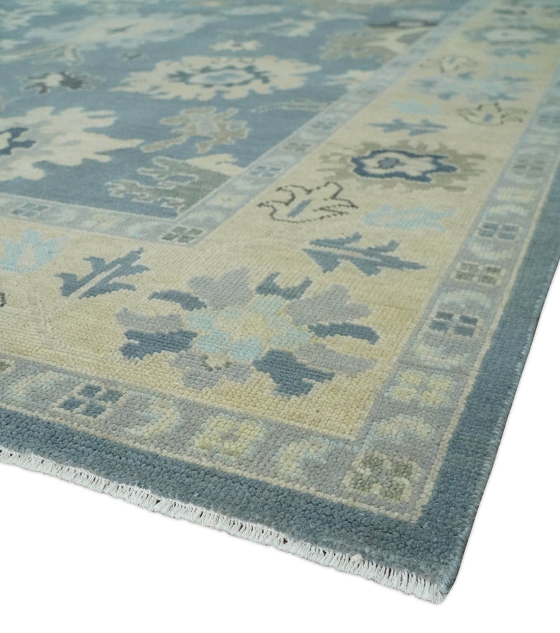 Antique Blue 8x10, 9x12, 10x14 and 12x15 Hand Knotted Beige Traditional Persian Oushak Wool Rug | NT5 - The Rug Decor