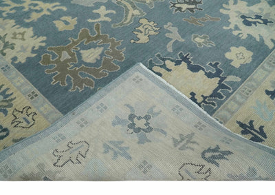 Antique Blue 8x10, 9x12, 10x14 and 12x15 Hand Knotted Beige Traditional Persian Oushak Wool Rug | NT5 - The Rug Decor