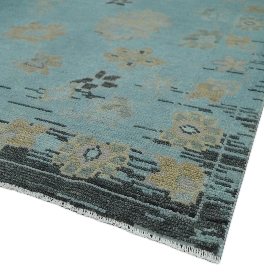 Antique Blue 8x10, 9x12, 10x14 and 12x15 Hand Knotted Charcoal Traditional Persian Oushak Wool Rug | NT3 - The Rug Decor