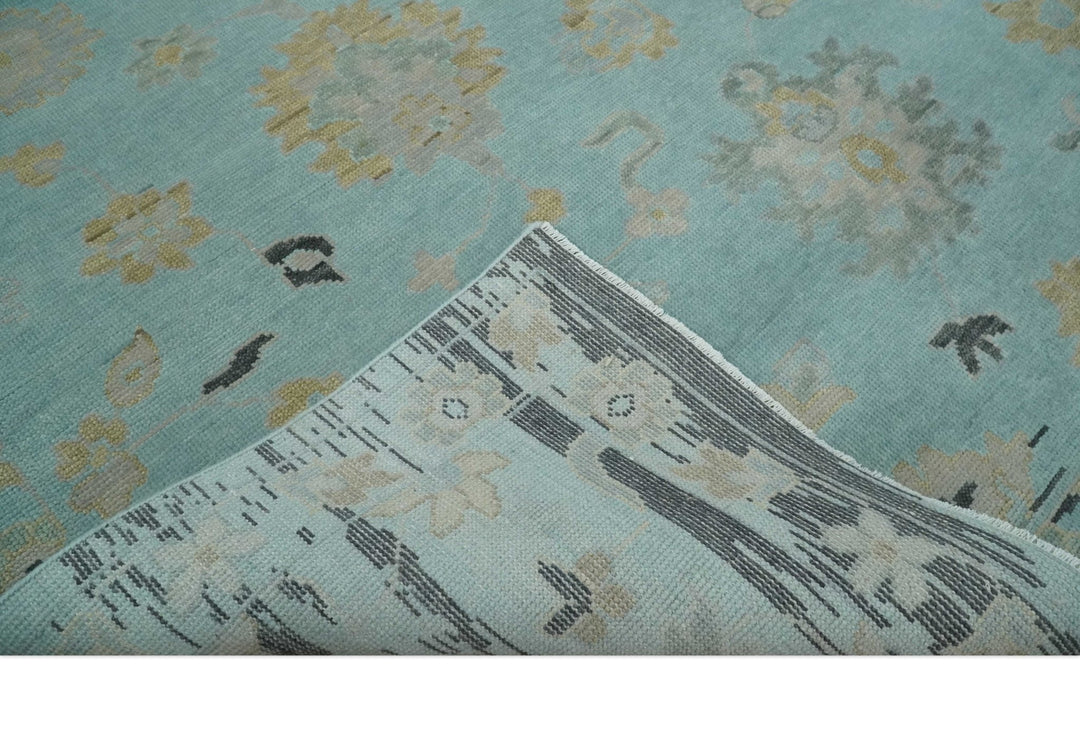 Antique Blue 8x10, 9x12, 10x14 and 12x15 Hand Knotted Charcoal Traditional Persian Oushak Wool Rug | NT3 - The Rug Decor