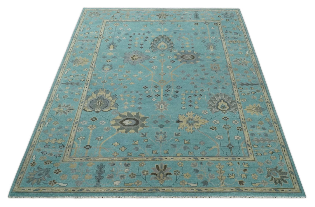 Antique Blue 8x10, 9x12, 10x14 and 12x15 Hand Knotted Silver and Beige Traditional Persian Vintage Wool Rug | NT13 - The Rug Decor