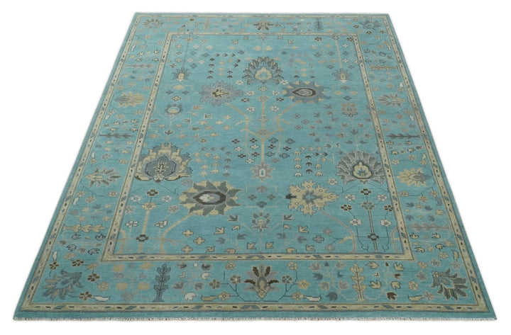 Antique Blue 8x10, 9x12, 10x14 and 12x15 Hand Knotted Silver and Beige Traditional Persian Vintage Wool Rug | NT13 - The Rug Decor