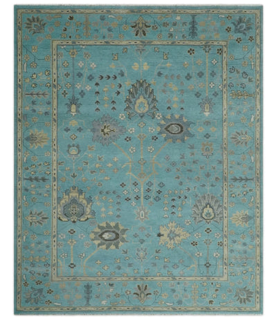 Antique Blue 8x10, 9x12, 10x14 and 12x15 Hand Knotted Silver and Beige Traditional Persian Vintage Wool Rug | NT13 - The Rug Decor