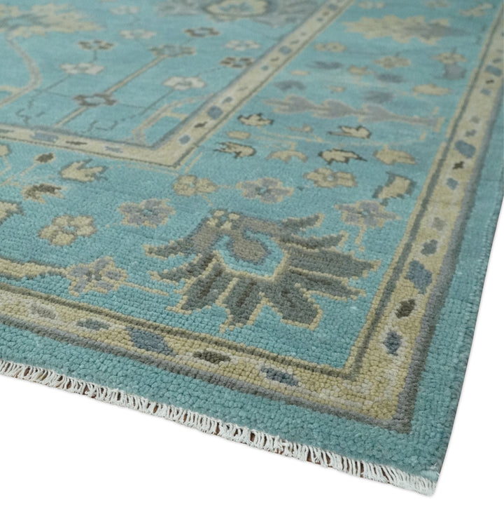 Antique Blue 8x10, 9x12, 10x14 and 12x15 Hand Knotted Silver and Beige Traditional Persian Vintage Wool Rug | NT13 - The Rug Decor