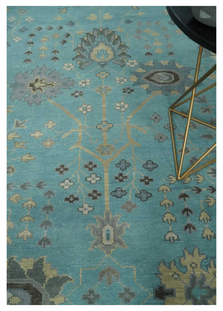 Antique Blue 8x10, 9x12, 10x14 and 12x15 Hand Knotted Silver and Beige Traditional Persian Vintage Wool Rug | NT13 - The Rug Decor