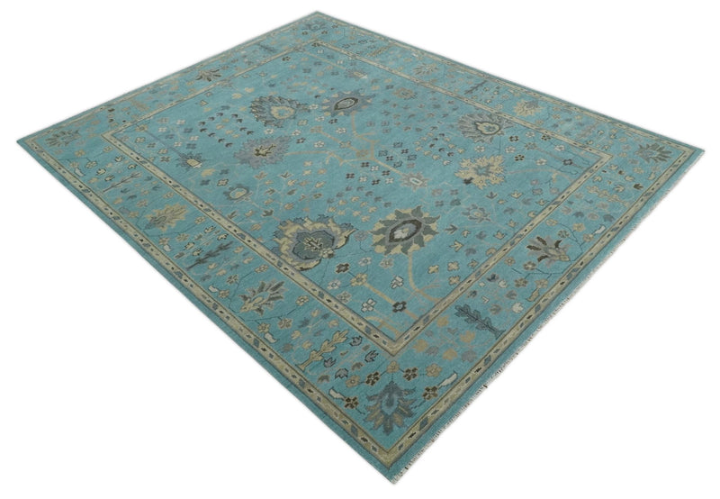 Antique Blue 8x10, 9x12, 10x14 and 12x15 Hand Knotted Silver and Beige Traditional Persian Vintage Wool Rug | NT13 - The Rug Decor