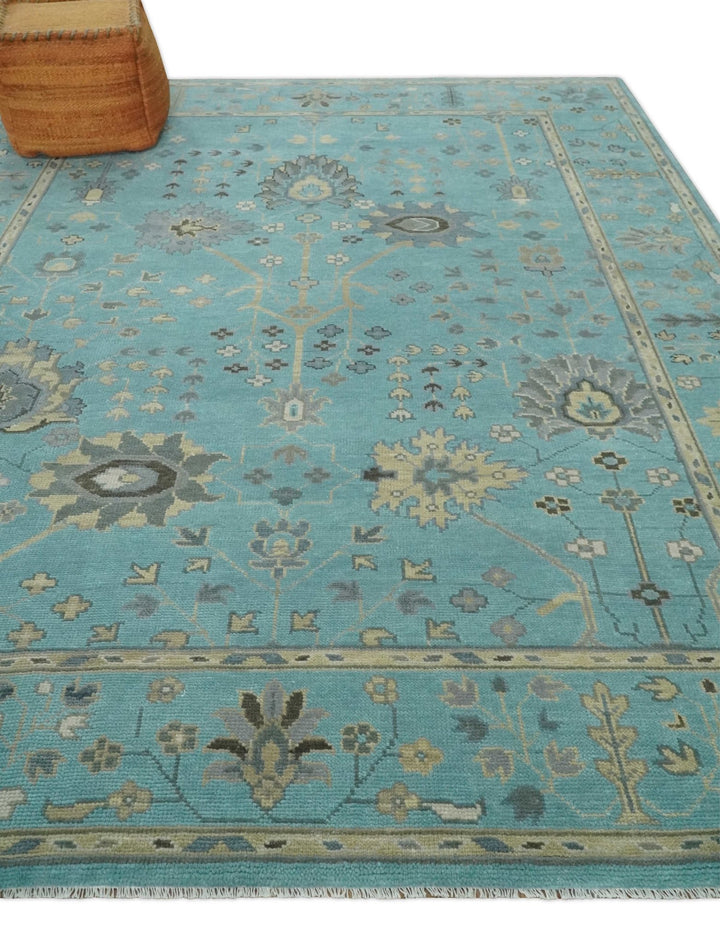 Antique Blue 8x10, 9x12, 10x14 and 12x15 Hand Knotted Silver and Beige Traditional Persian Vintage Wool Rug | NT13 - The Rug Decor
