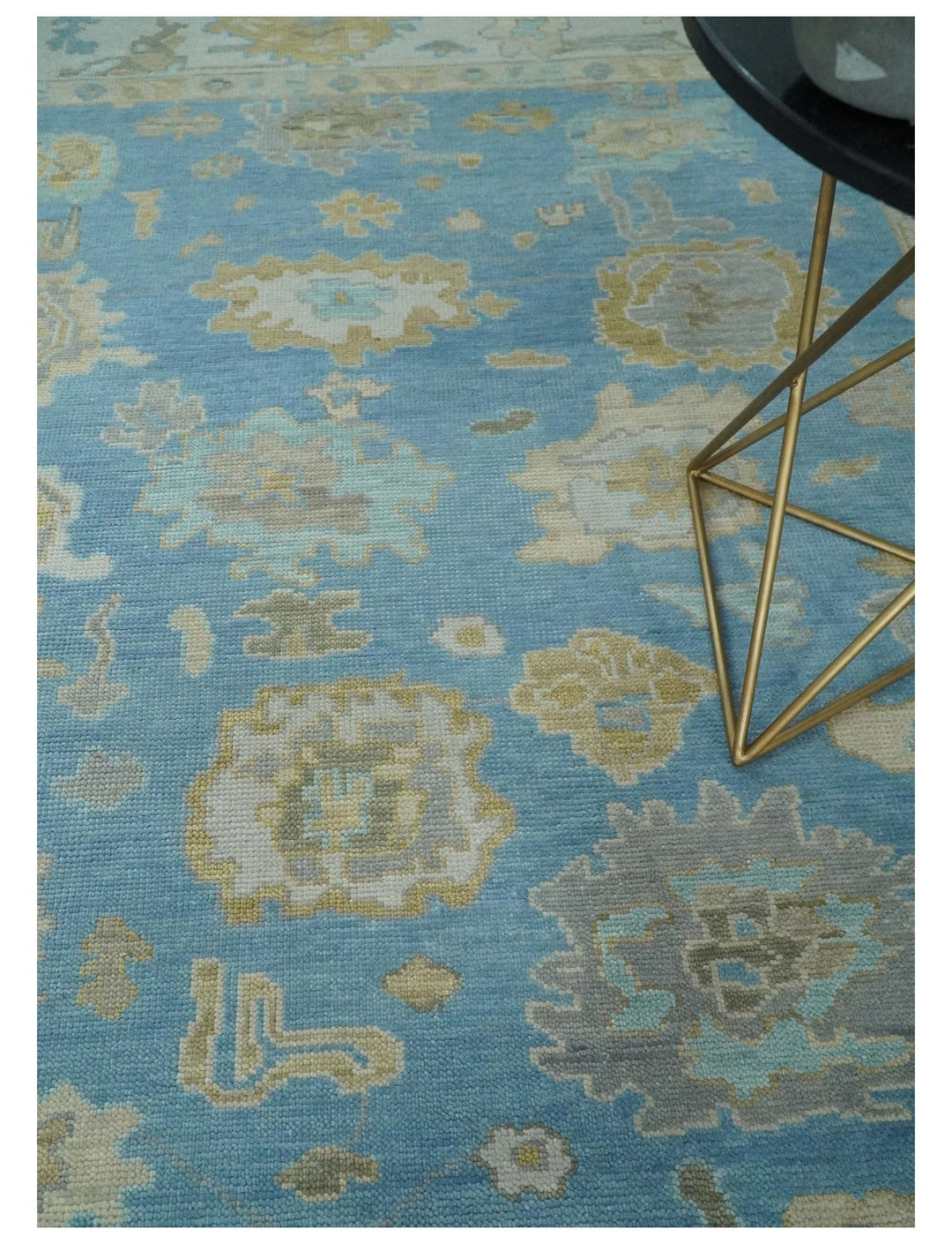 Antique Blue 8x10, 9x12, 10x14 and 12x15 Hand Knotted Silver and Brown Traditional Persian Oushak Wool Rug | NT9 - The Rug Decor