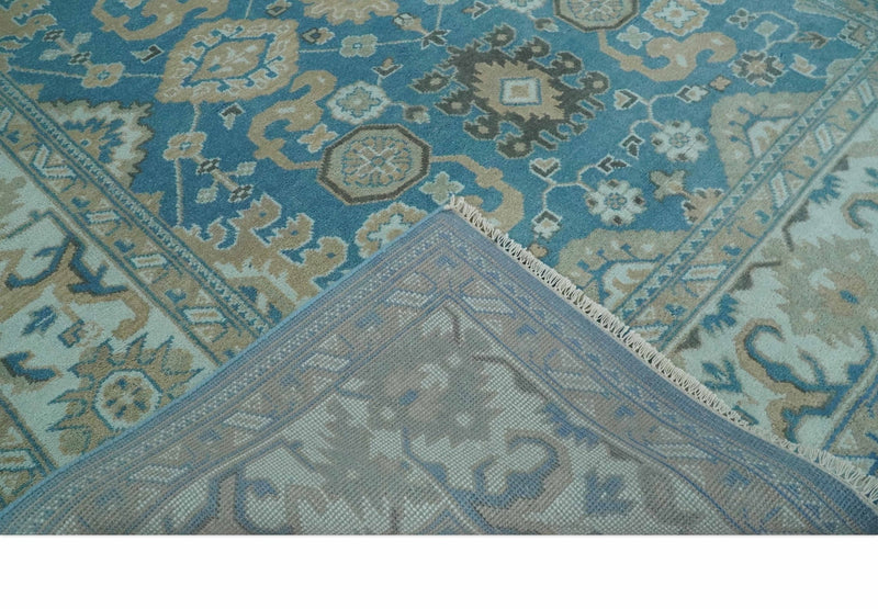 Antique Blue and Ivory 8x10Traditional Persian Oushak Wool Rug | TRDCP1126810 - The Rug Decor