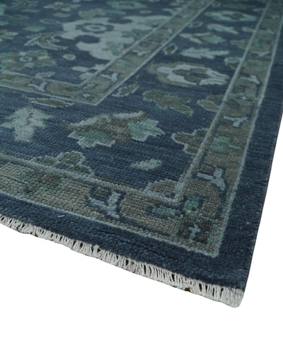Antique Blue and Silver Traditional Hand Knotted Vintage Oushak Wool Rug, Living Room Rug | NT30 - The Rug Decor