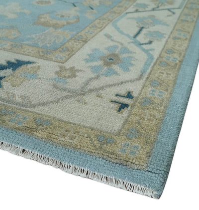 Antique Blue, Ivory and Beige Oushak 6x9, 8x10, 9x12, 10x14 and 12x15 Traditional Persian Oushak Wool Rug | NT14 - The Rug Decor