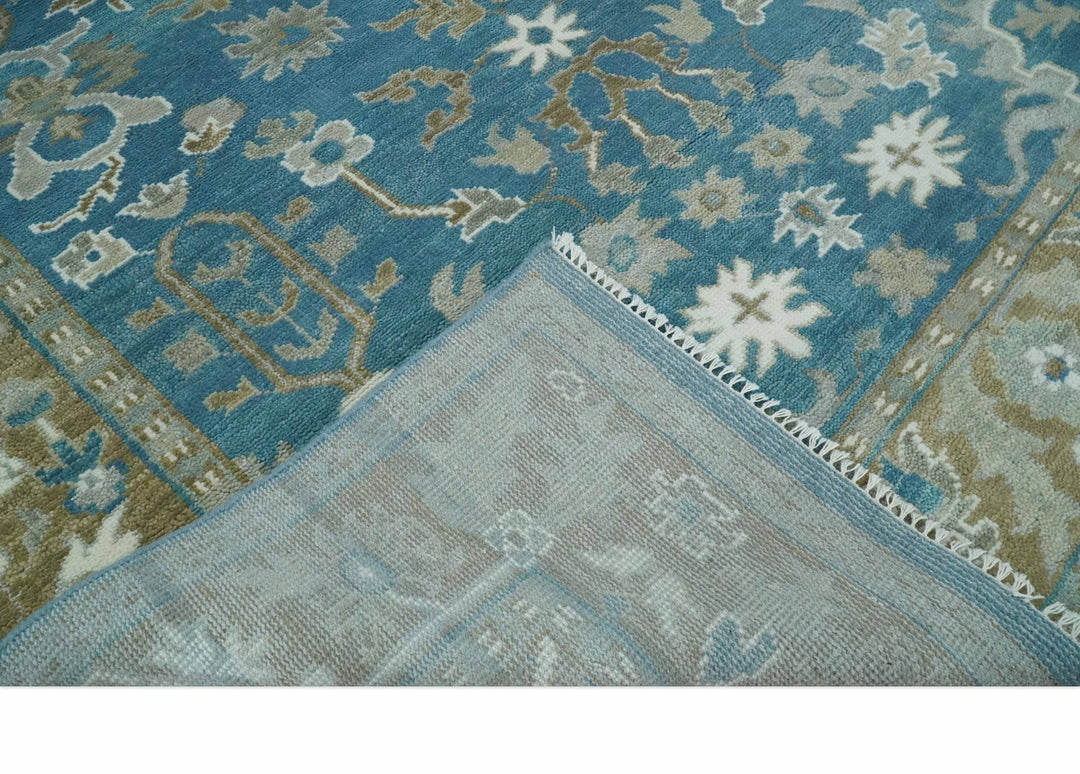 Antique Blue Oushak 6x9, 8x10, 9x12, 10x14 and 12x15 Brown Traditional Persian Oushak Wool Rug | TRDCP1127 - The Rug Decor