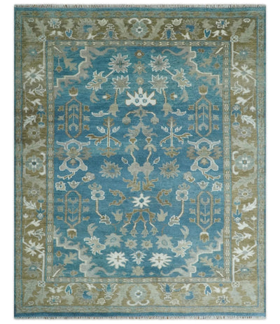 Antique Blue Oushak 6x9, 8x10, 9x12, 10x14 and 12x15 Brown Traditional Persian Oushak Wool Rug | TRDCP1127 - The Rug Decor