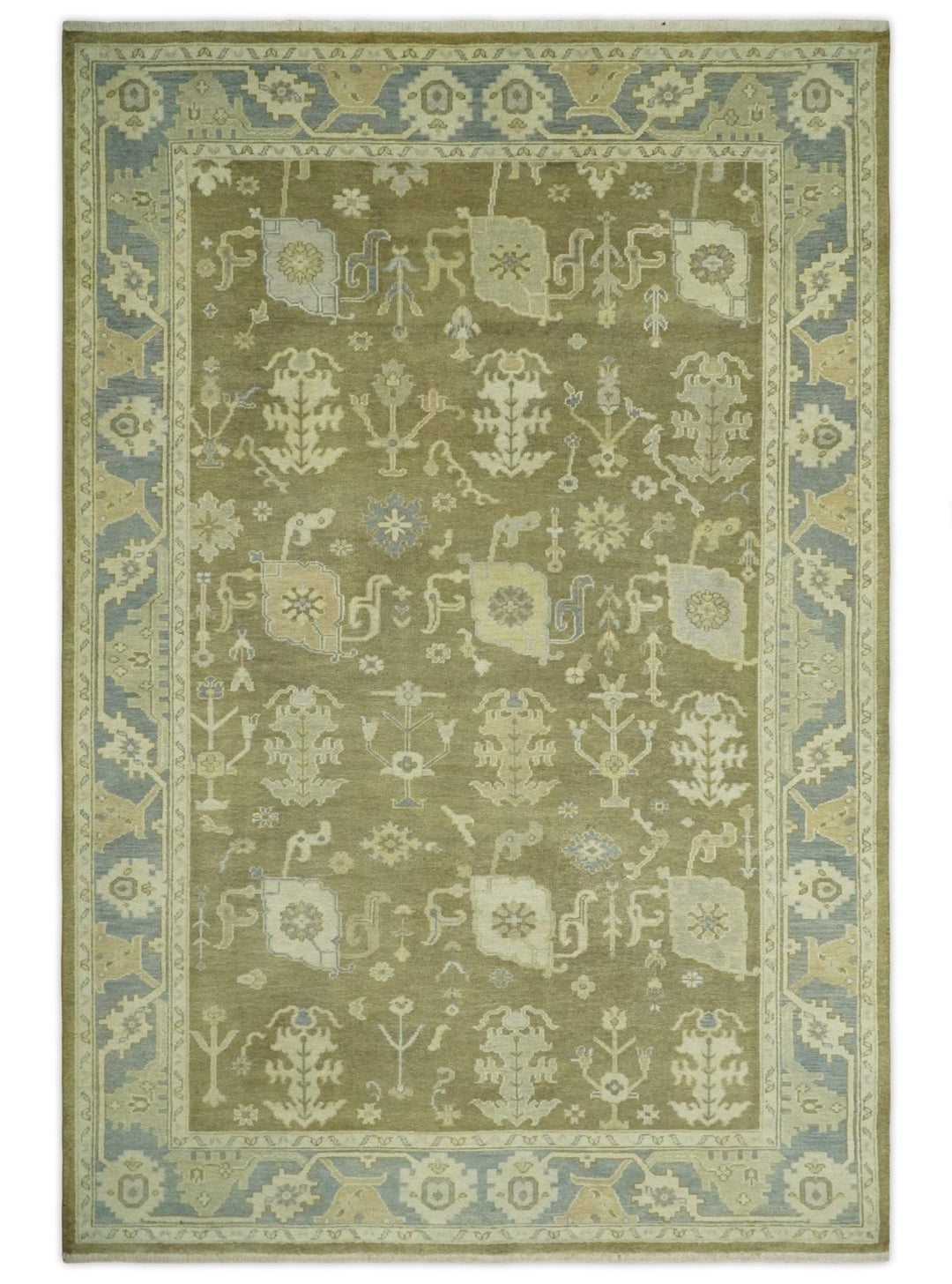 Antique Brown, Gray and Beige 8x10, 6x9 and 4x6 Hand Knotted Traditional Persian Oushak Wool Rug | AC2 - The Rug Decor
