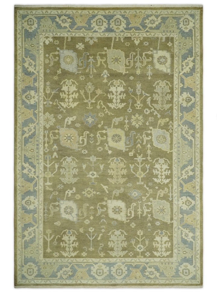 Antique Brown, Gray and Beige 8x10, 6x9 and 4x6 Hand Knotted Traditional Persian Oushak Wool Rug | AC2 - The Rug Decor