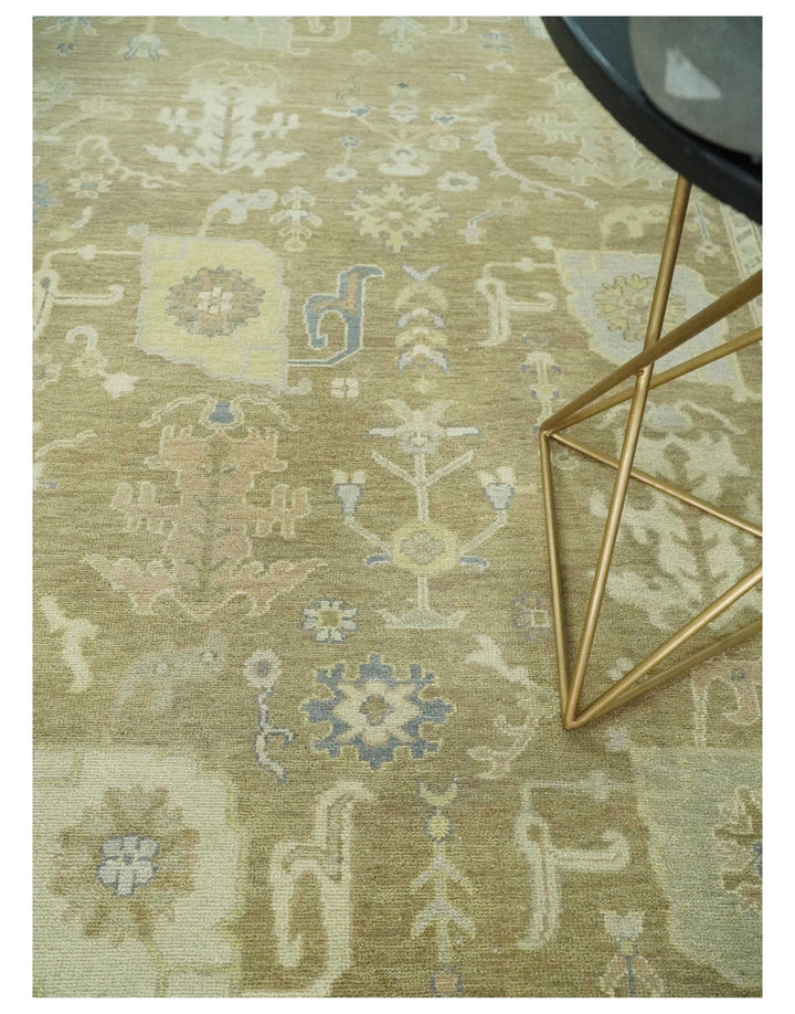 Antique Brown, Gray and Beige 8x10 Hand Knotted Traditional Persian Oushak Wool Rug | AC2810 - The Rug Decor
