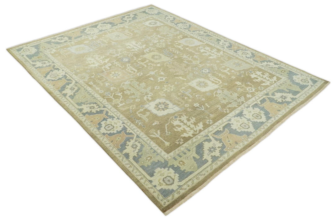 Antique Brown, Gray and Beige 8x10 Hand Knotted Traditional Persian Oushak Wool Rug | AC2810 - The Rug Decor
