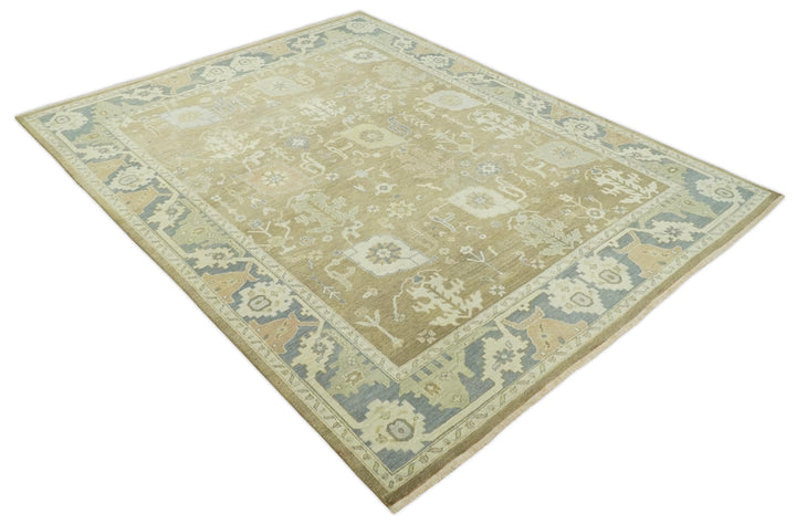 Antique Brown, Gray and Beige 8x10 Hand Knotted Traditional Persian Oushak Wool Rug | AC2810 - The Rug Decor