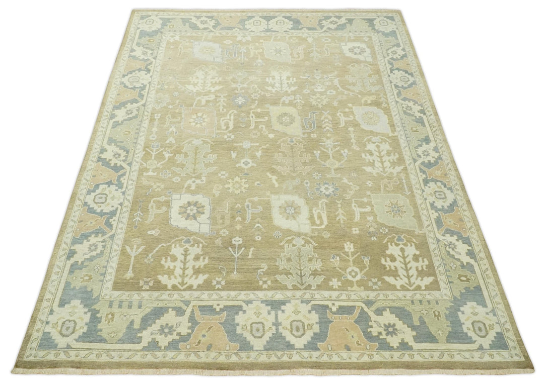 Antique Brown, Gray and Beige 8x10 Hand Knotted Traditional Persian Oushak Wool Rug | AC2810 - The Rug Decor