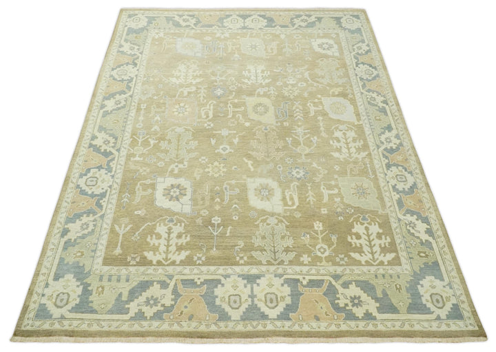 Antique Brown, Gray and Beige 8x10 Hand Knotted Traditional Persian Oushak Wool Rug | AC2810 - The Rug Decor