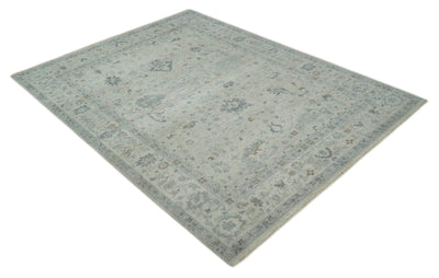Antique Distressed look Beige and Charcoal Low Pile Multi Size Oushak wool Area Rug - The Rug Decor