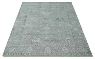 Antique Distressed Look Gray and Silver Low Pile Multi Size Oushak wool Area Rug - The Rug Decor