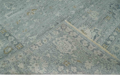 Antique Distressed Look Gray and Silver Low Pile Multi Size Oushak wool Area Rug - The Rug Decor