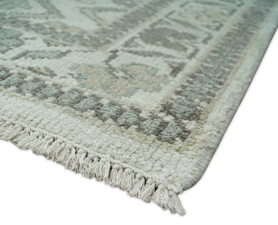 Antique faded 9x12 Vintage Oriental Traditional Beige and Gray Wool Area Rug | TRDCP424912 - The Rug Decor