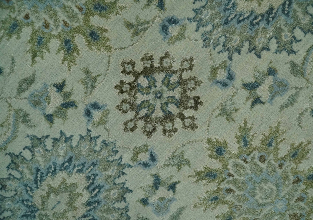 Antique Fine 8x10 Hand Knotted Beige and Blue Traditional Vintage Persian Wool Rug | TRDCP828810 - The Rug Decor