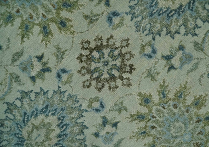 Antique Fine 8x10 Hand Knotted Beige and Blue Traditional Vintage Persian Wool Rug | TRDCP828810 - The Rug Decor