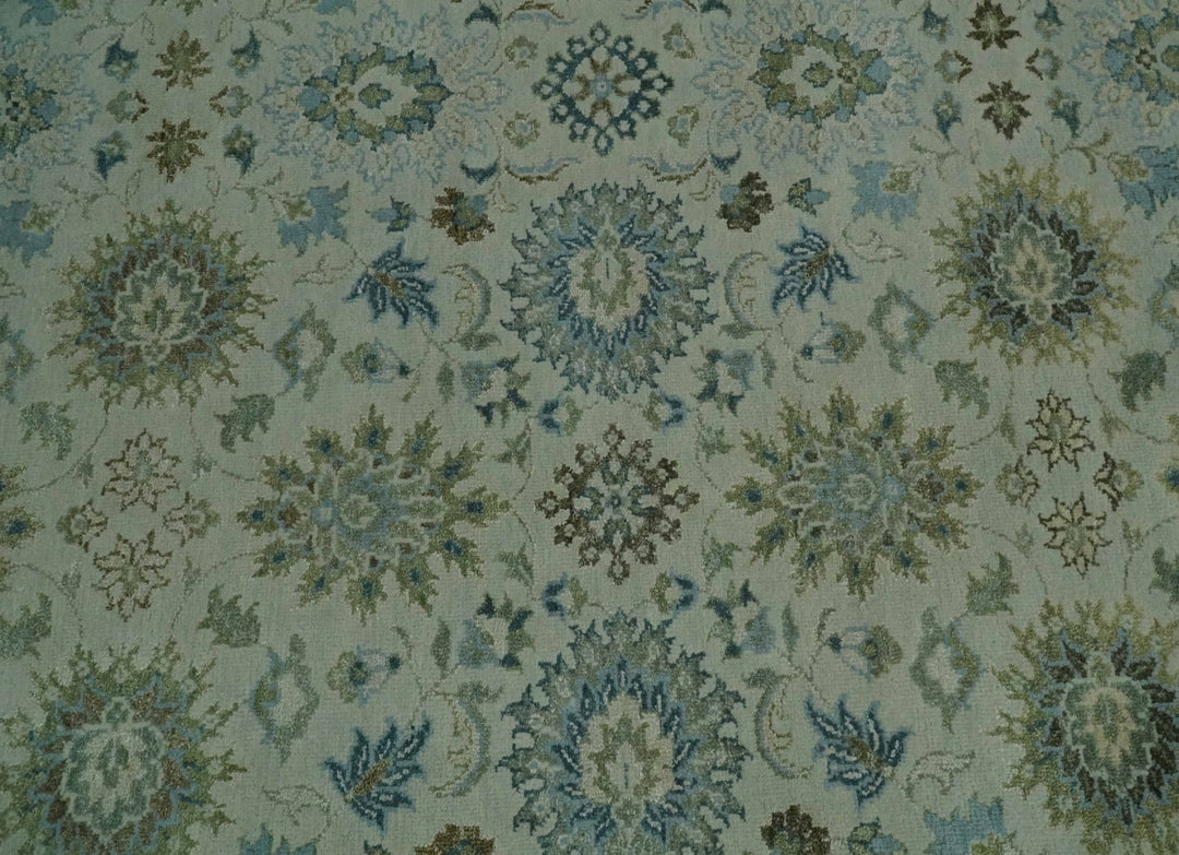 Antique Fine 8x10 Hand Knotted Beige and Blue Traditional Vintage Persian Wool Rug | TRDCP828810 - The Rug Decor