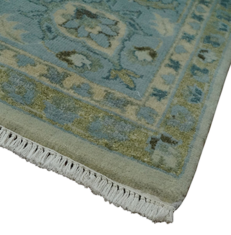 Antique Fine 8x10 Hand Knotted Beige and Blue Traditional Vintage Persian Wool Rug | TRDCP828810 - The Rug Decor