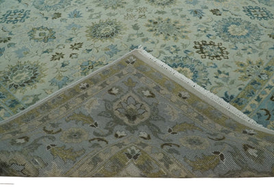 Antique Fine 8x10 Hand Knotted Beige and Blue Traditional Vintage Persian Wool Rug | TRDCP828810 - The Rug Decor