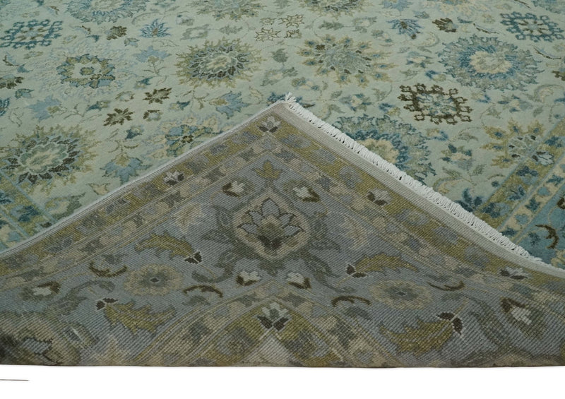 Antique Fine 8x10 Hand Knotted Beige and Blue Traditional Vintage Persian Wool Rug | TRDCP828810 - The Rug Decor