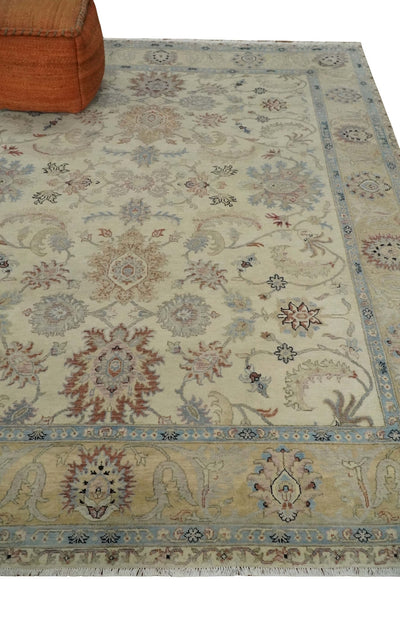 Antique Fine 8x10 Hand Knotted Ivory and Beige Traditional Vintage Persian Wool Rug | TRDCP717912 - The Rug Decor