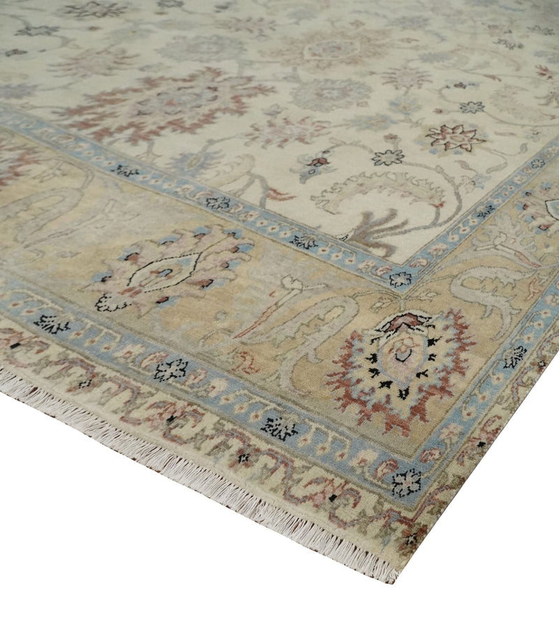 Antique Fine 8x10 Hand Knotted Ivory and Beige Traditional Vintage Persian Wool Rug | TRDCP717912 - The Rug Decor