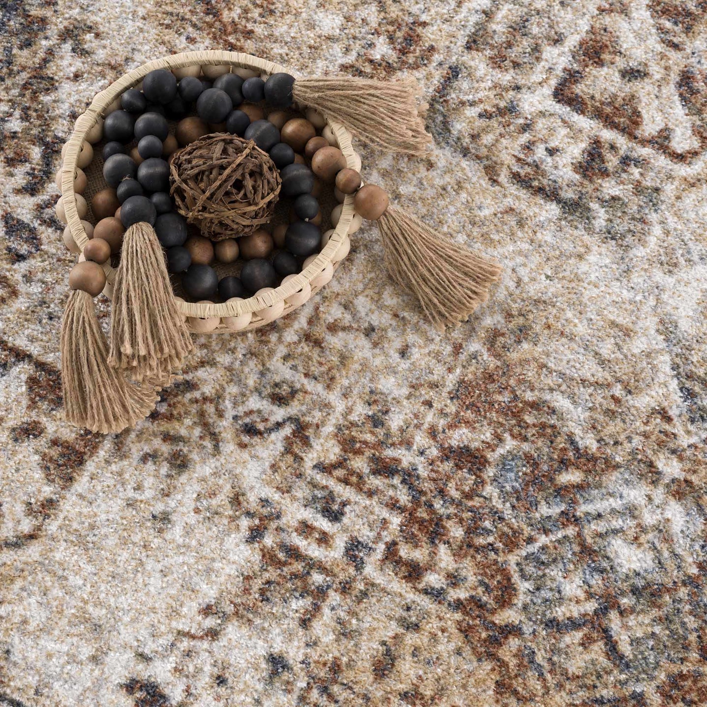 Antique Finish Brown, Silver and Charcoal Traditional Design Washable Area Rug - The Rug Decor