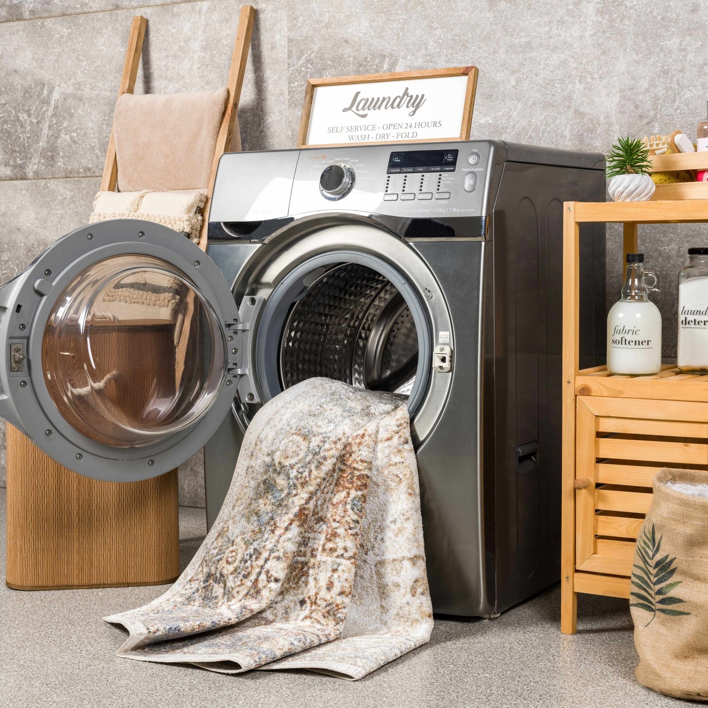 Antique Finish Brown, Silver and Charcoal Traditional Design Washable Area Rug - The Rug Decor