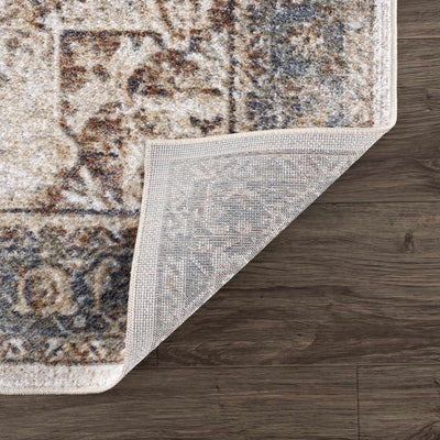 Antique Finish Brown, Silver and Charcoal Traditional Design Washable Area Rug - The Rug Decor