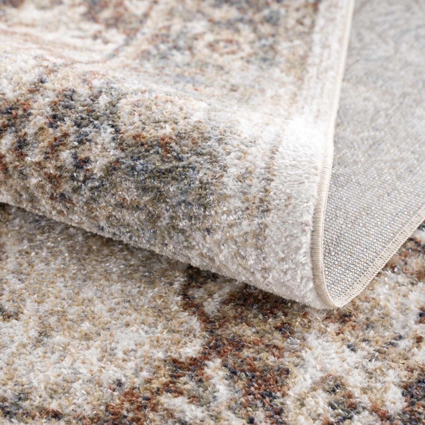 Antique Finish Brown, Silver and Charcoal Traditional Design Washable Area Rug - The Rug Decor