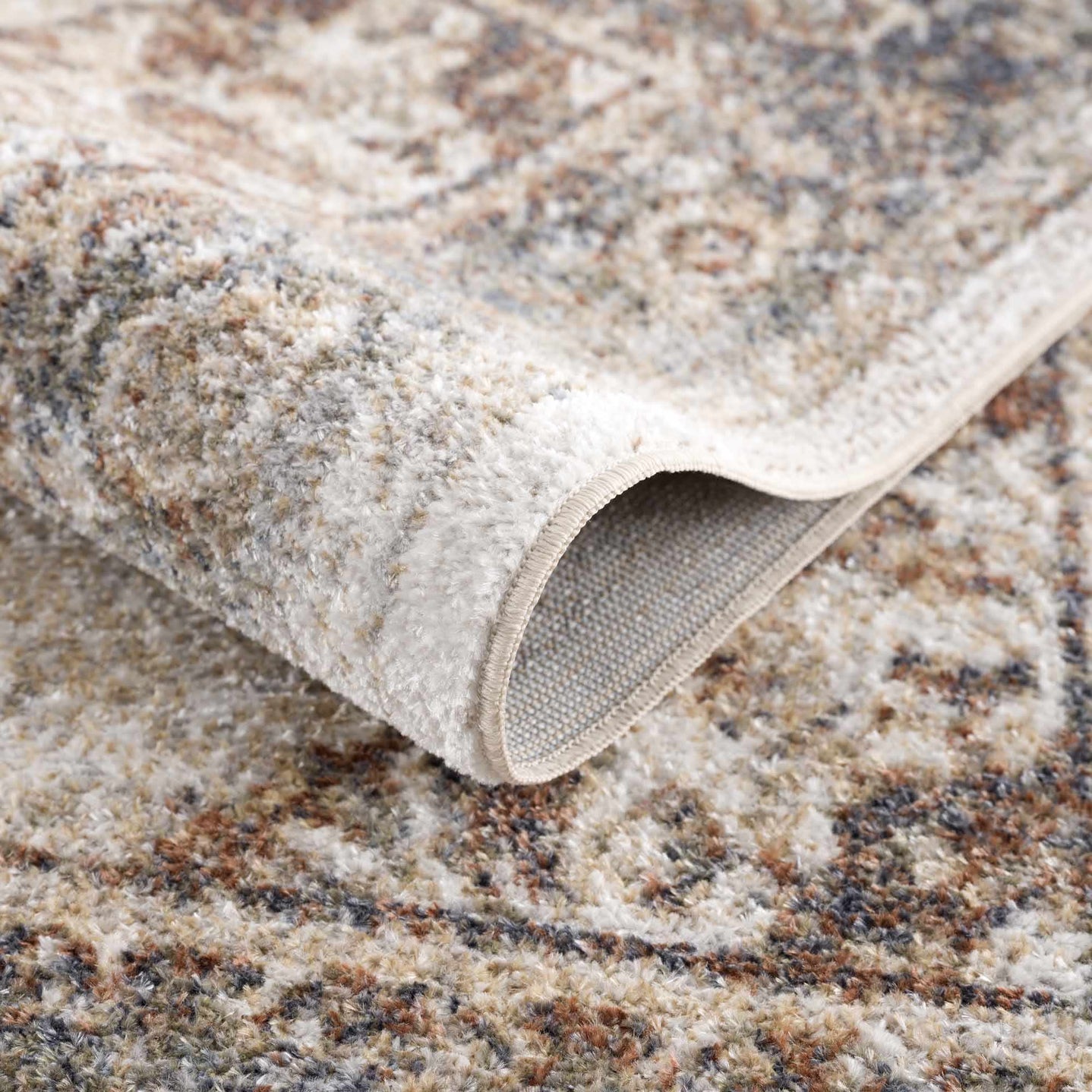 Antique Finish Brown, Silver and Charcoal Traditional Design Washable Area Rug - The Rug Decor