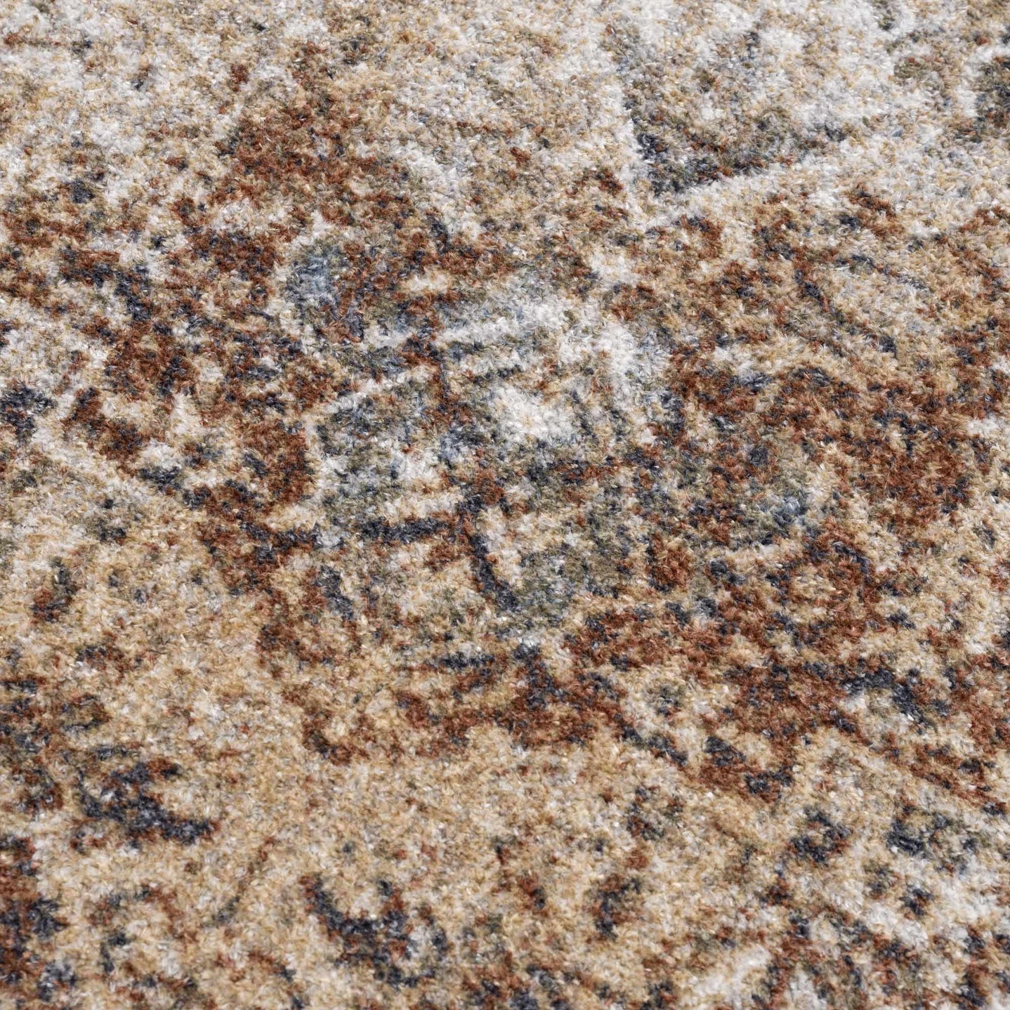 Antique Finish Brown, Silver and Charcoal Traditional Design Washable Area Rug - The Rug Decor