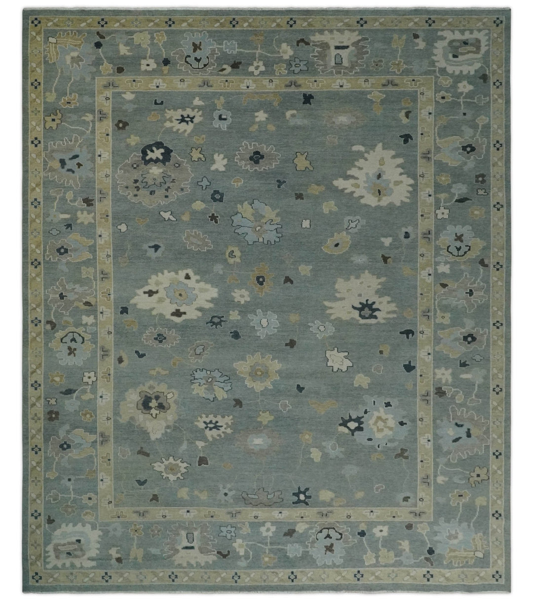 Antique Finish Multi Size Hand Knotted Oushak Silver and Beige Traditional Area Rug - The Rug Decor