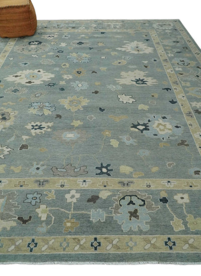 Antique Finish Multi Size Hand Knotted Oushak Silver and Beige Traditional Area Rug - The Rug Decor
